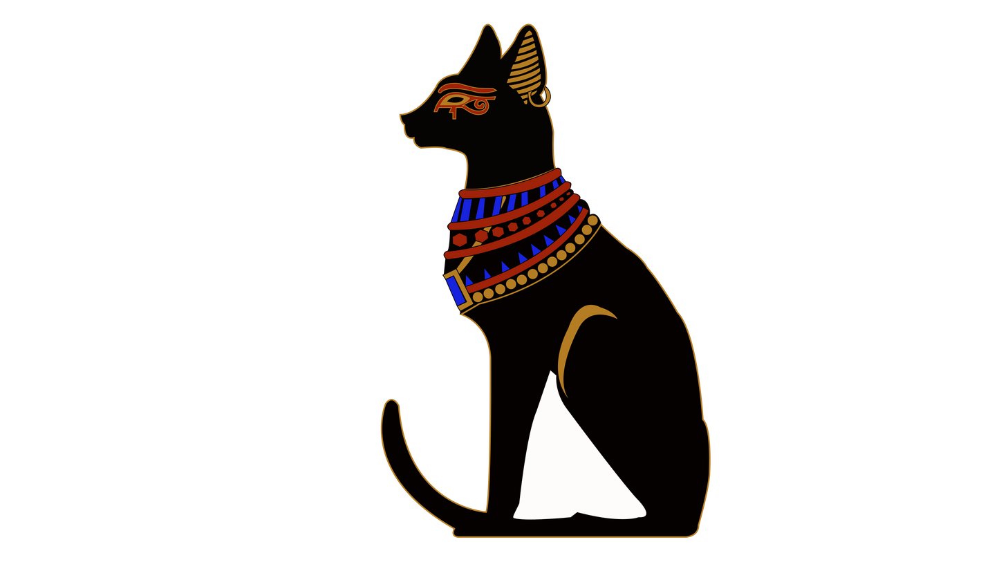 Egyptian Black Cat  design for custom printing on t-shirts and apparel