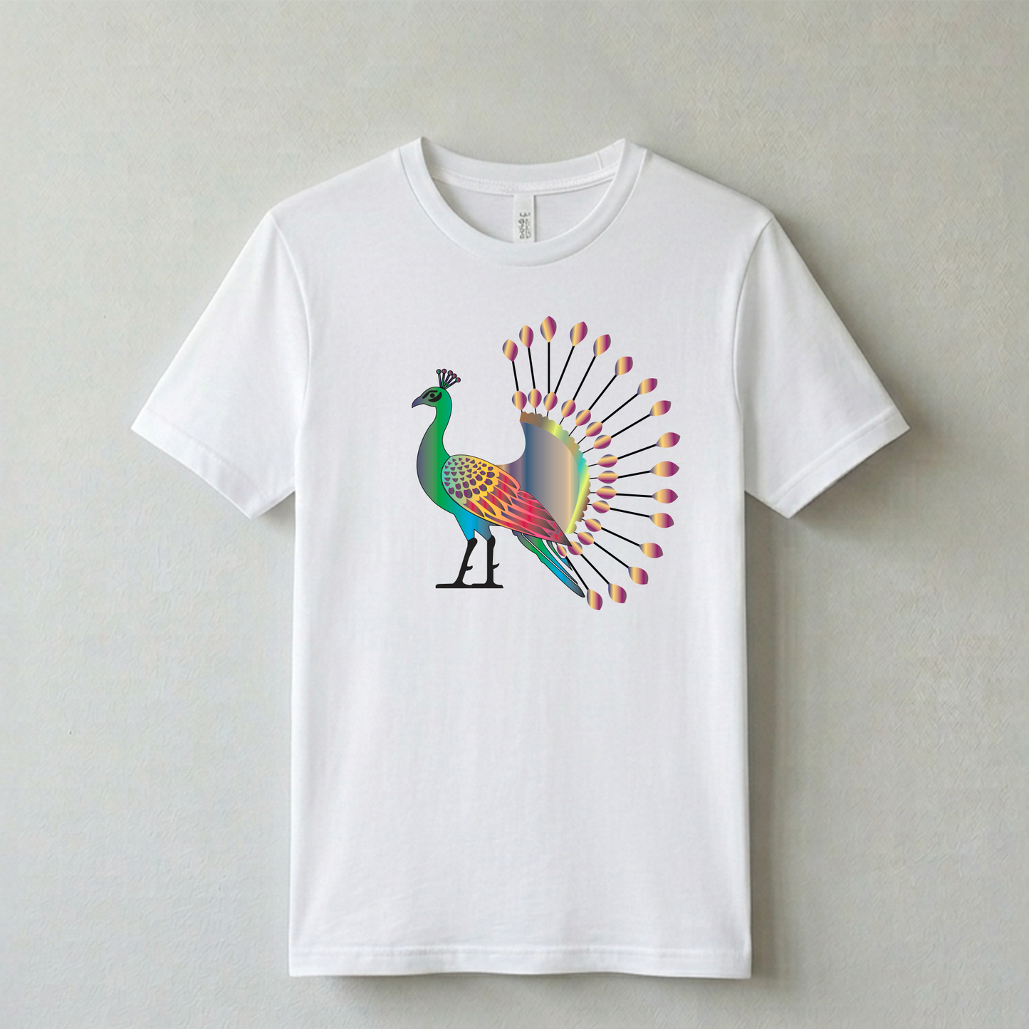 “Elegant Peacock Graphic Tee – Premium 100% Cotton.”