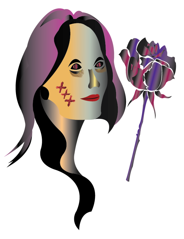 Stylized Illustration of a woman's face and a rose