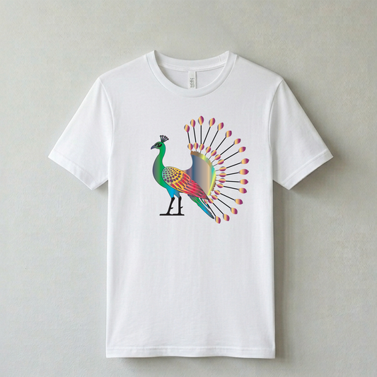 “Elegant Peacock Graphic Tee – Premium 100% Cotton.”