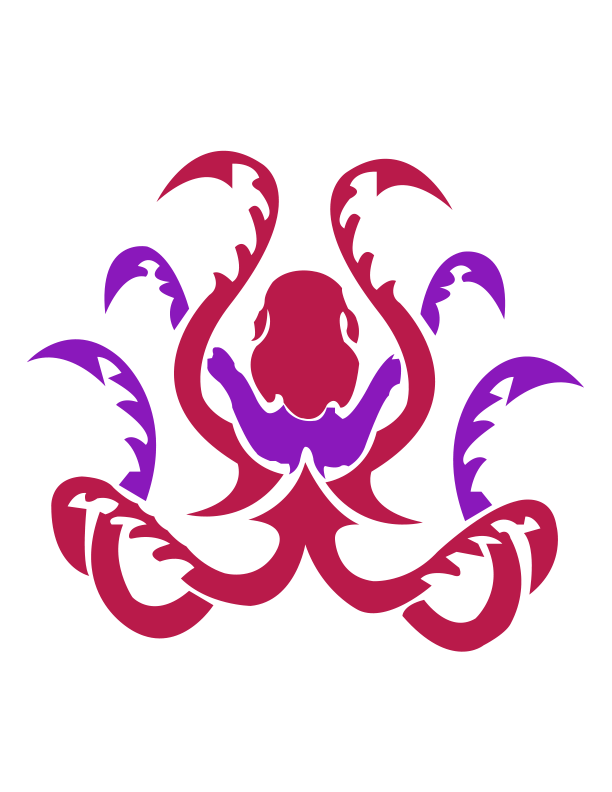 Octopus design for custom printing on t-shirts and apparel
